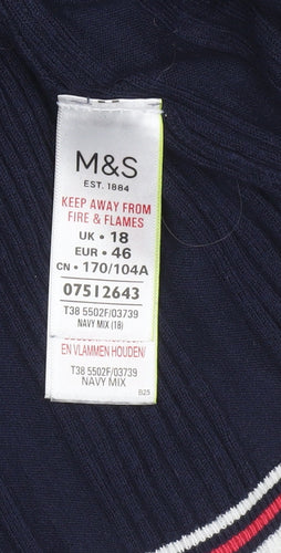 Marks and Spencer Women's Blue Short Sleeve Knit Jumper UK 18
