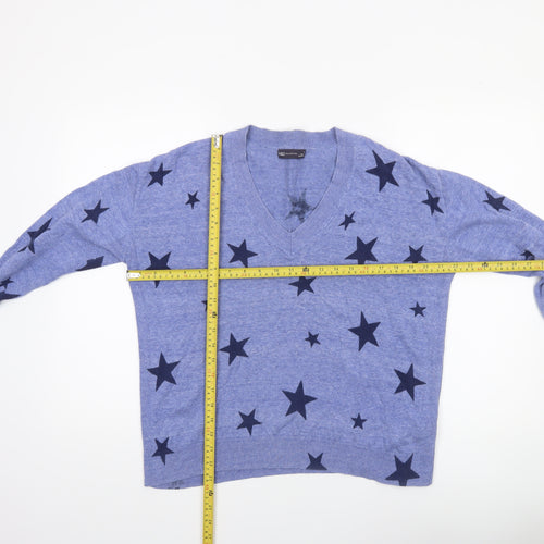 Marks and Spencer Women's Blue Star V-Neck Knit Jumper M