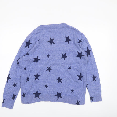 Marks and Spencer Women's Blue Star V-Neck Knit Jumper M