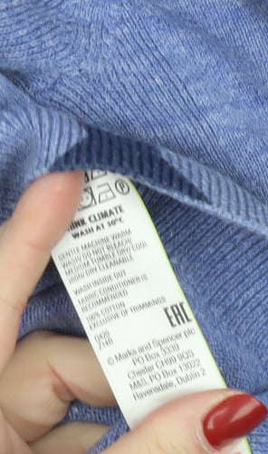 Marks and Spencer Women's Blue Star V-Neck Knit Jumper M