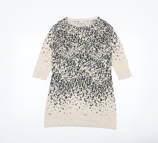 Debenhams Women’s Beige Animal Print Tunic Jumper Size 10