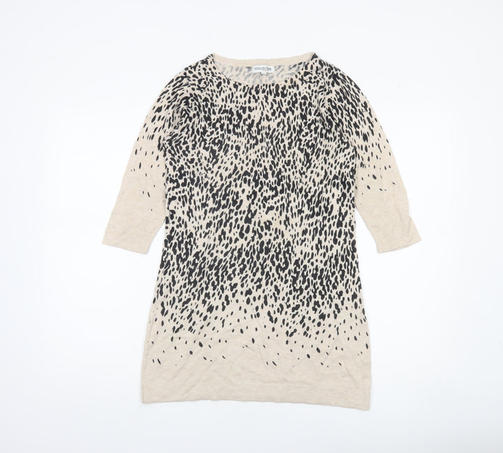 Debenhams Women’s Beige Animal Print Tunic Jumper Size 10