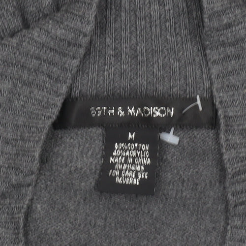 8th & Madison Women's Grey Knit Open Cardigan M 3/4 Sleeve