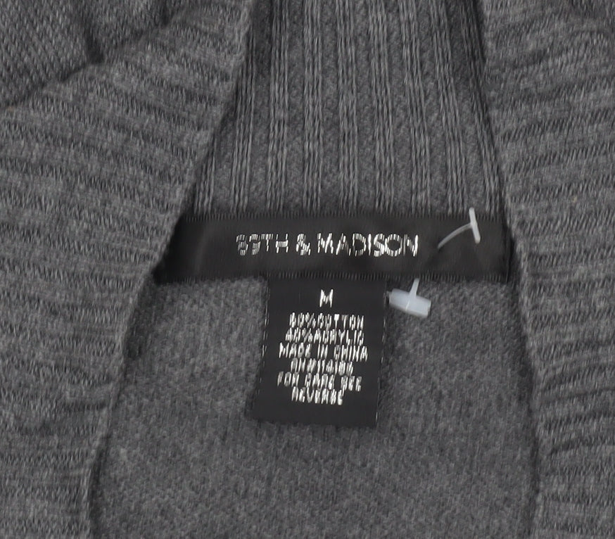 8th & Madison Women's Grey Knit Open Cardigan M 3/4 Sleeve