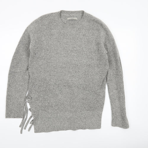 AllSaints Women's Grey Wool Alpaca Knit Crew Neck Pullover Jumper M