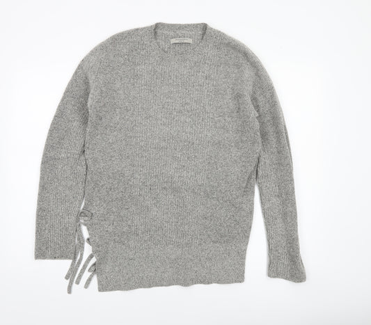 AllSaints Women's Grey Wool Alpaca Knit Crew Neck Pullover Jumper M