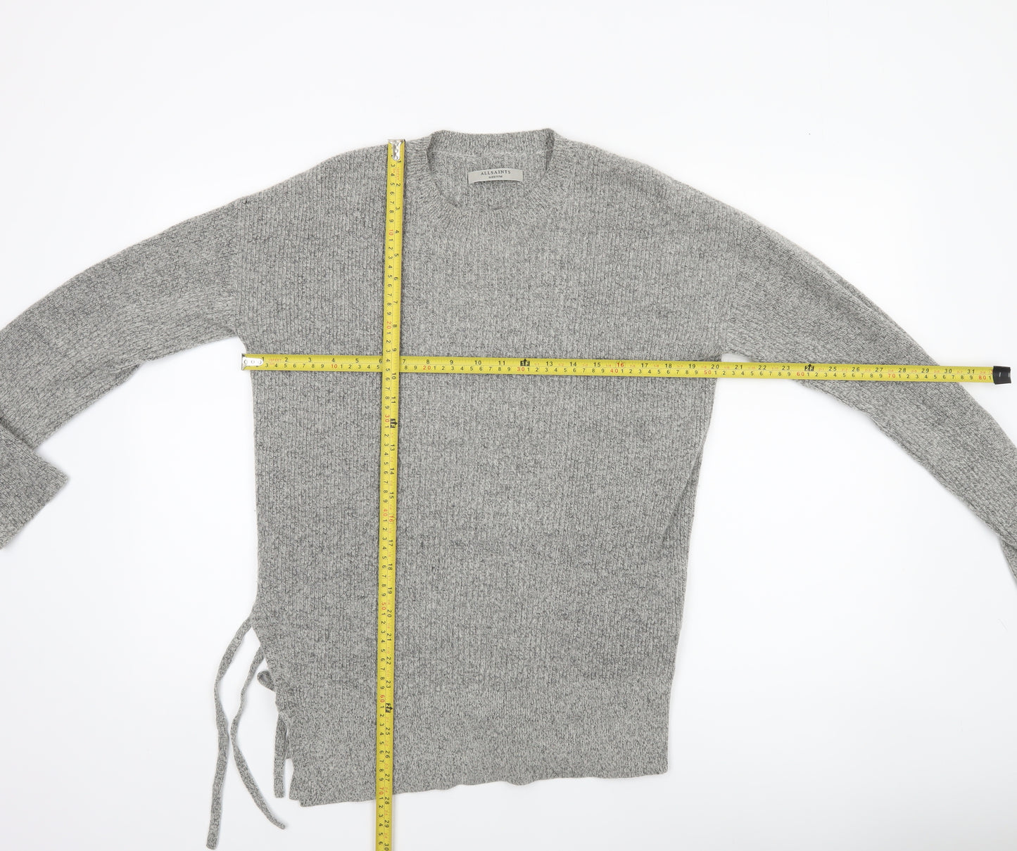 AllSaints Women's Grey Wool Alpaca Knit Crew Neck Pullover Jumper M