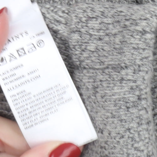 AllSaints Women's Grey Wool Alpaca Knit Crew Neck Pullover Jumper M