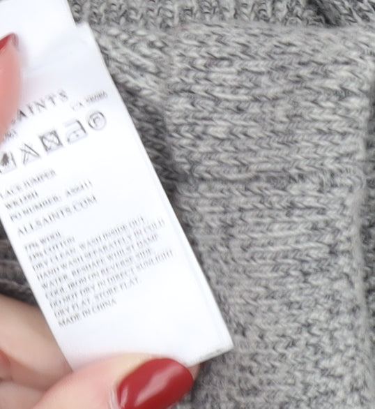 AllSaints Women's Grey Wool Alpaca Knit Crew Neck Pullover Jumper M