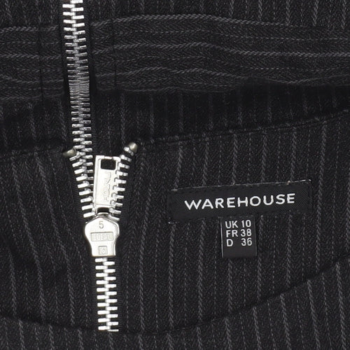 Warehouse Women Black Pinstripe Sheath Dress UK 10 Short Sleeve Workwear