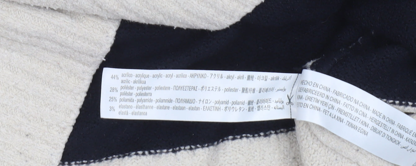 Oysho Women’s Black Beige Striped Knit Pullover Jumper Size 12