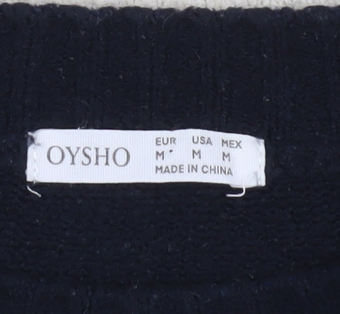 Oysho Women’s Black Beige Striped Knit Pullover Jumper Size 12