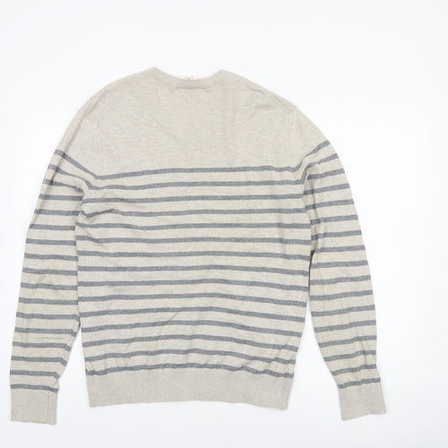 GAP Women’s Beige Striped V-Neck Cotton Jumper Size 12