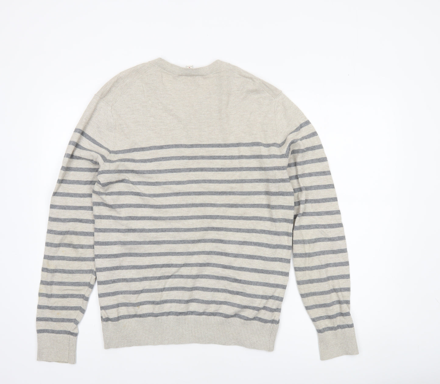 GAP Women’s Beige Striped V-Neck Cotton Jumper Size 12