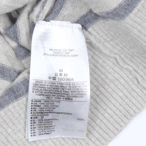 GAP Women’s Beige Striped V-Neck Cotton Jumper Size 12