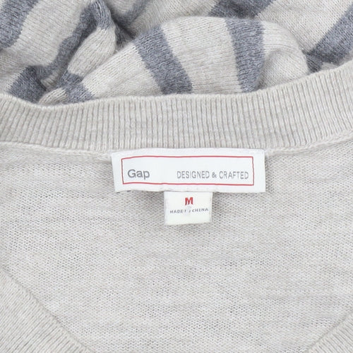 GAP Women’s Beige Striped V-Neck Cotton Jumper Size 12