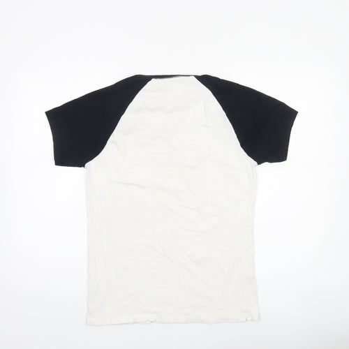 French Connection Men’s White Navy Colourblock Crew Neck T-Shirt Size L