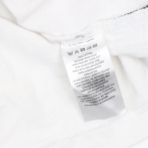 French Connection Men’s White Navy Colourblock Crew Neck T-Shirt Size L