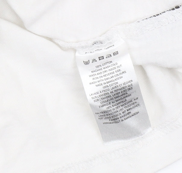 French Connection Men’s White Navy Colourblock Crew Neck T-Shirt Size L