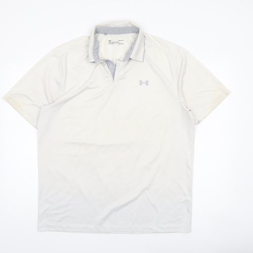 Under Armour Men's White HeatGear Golf Polo Shirt Size L