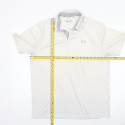 Under Armour Men's White HeatGear Golf Polo Shirt Size L