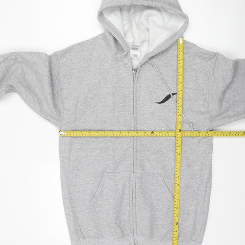 Gildan Men's Grey Full Zip Hoodie Medium Heavyweight Gym Member Sweatshirt