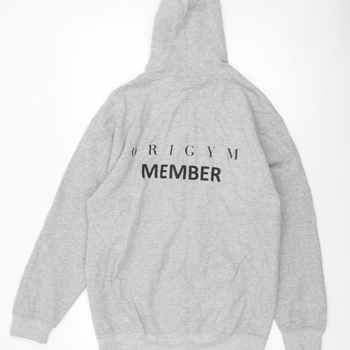 Gildan Men's Grey Full Zip Hoodie Medium Heavyweight Gym Member Sweatshirt