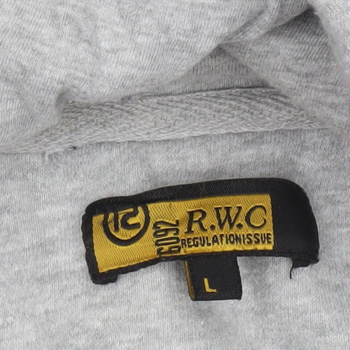 R.W.C Men’s Grey Full Zip Hoodie Sweatshirt Size L Regular Fit