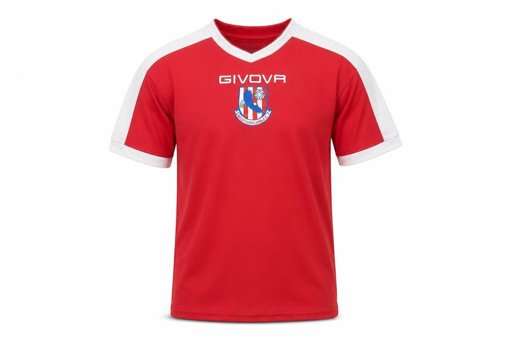 Givova Boys Red Short Sleeve Football Jersey T-Shirt 2XS Polyester Athletic Fit