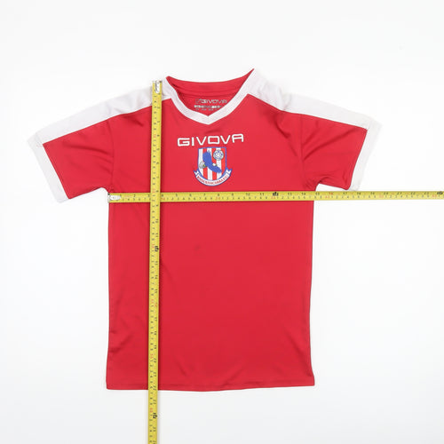 Givova Boys Red Short Sleeve Football Jersey T-Shirt 2XS Polyester Athletic Fit