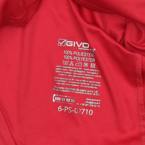 Givova Boys Red Short Sleeve Football Jersey T-Shirt 2XS Polyester Athletic Fit