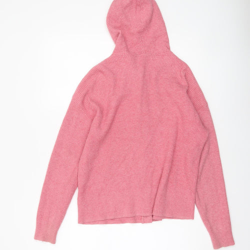 Marks and Spencer Womens Pink Hooded Button Cardigan L Knit