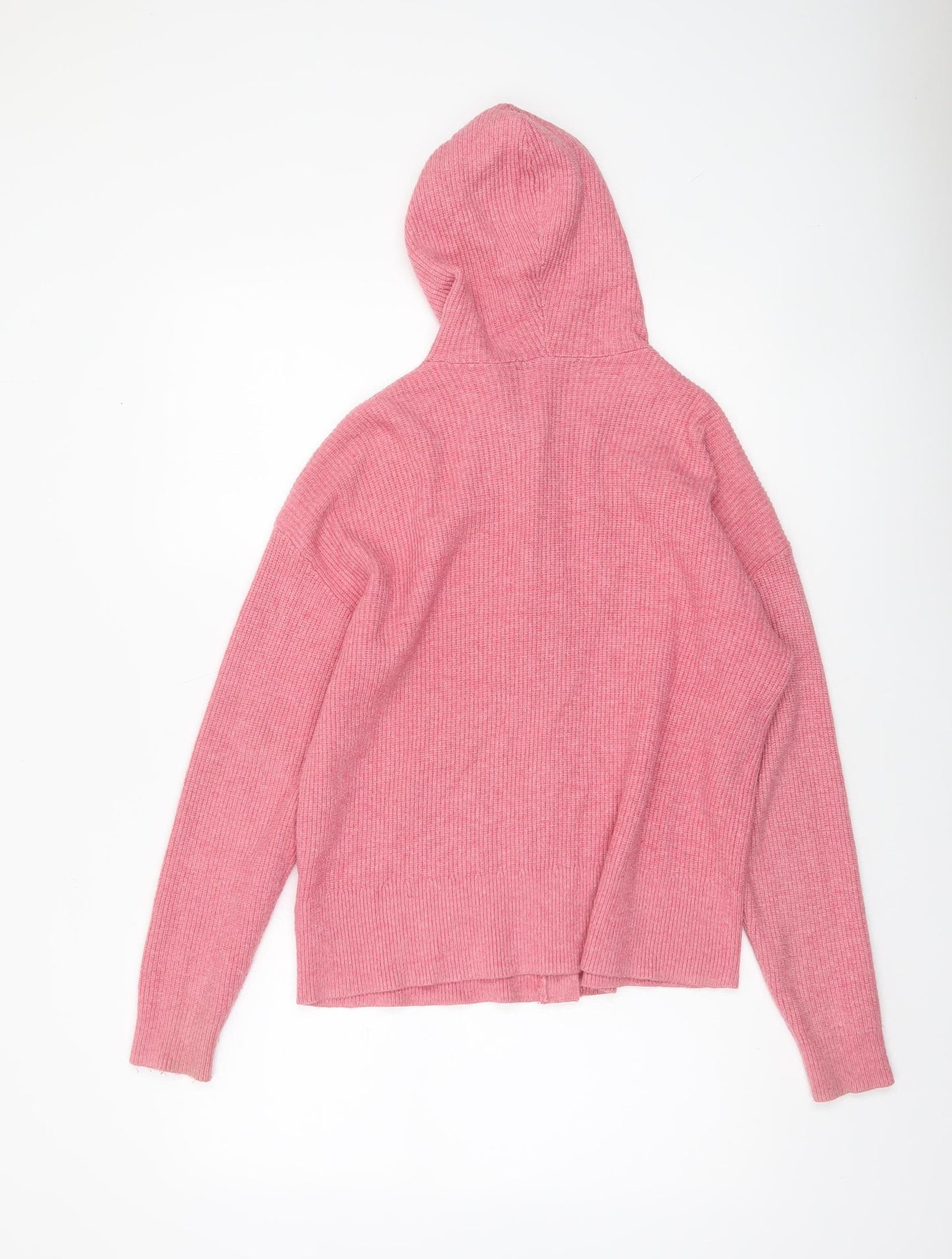 Marks and Spencer Womens Pink Hooded Button Cardigan L Knit