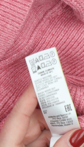 Marks and Spencer Womens Pink Hooded Button Cardigan L Knit