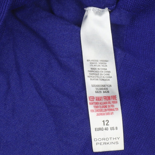 Dorothy Perkins Women's Blue Crew Neck Long Sleeve Jumper Size 12