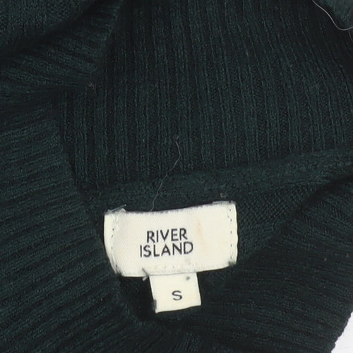 River Island Women’s Green Mock Neck Ribbed Knit Jumper Size S