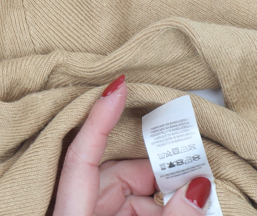 Primark Women Beige Roll Neck Ribbed Knit Jumper Size S