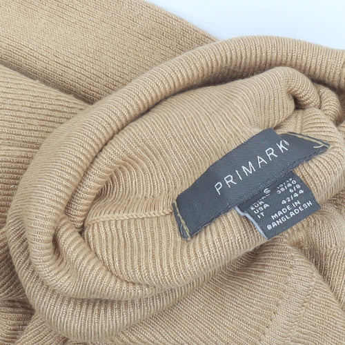 Primark Women Beige Roll Neck Ribbed Knit Jumper Size S