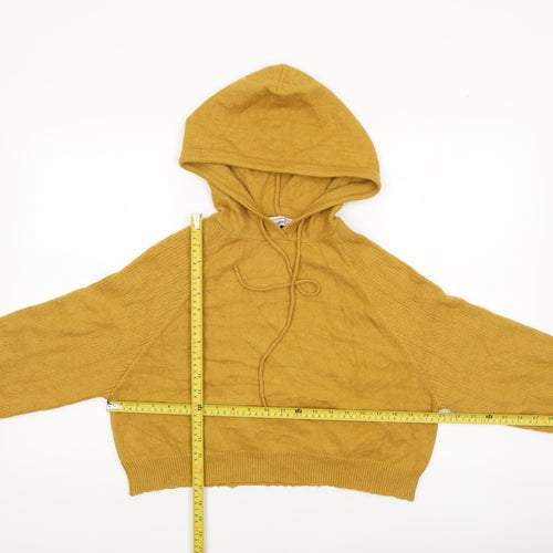 Attrattivo Women's Yellow Hooded Knit Pullover Jumper Size S