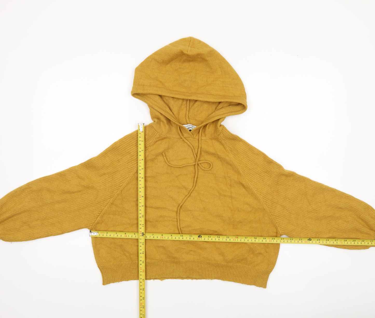 Attrattivo Women's Yellow Hooded Knit Pullover Jumper Size S