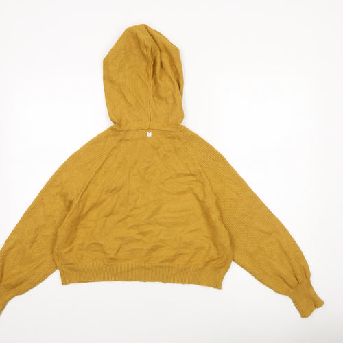 Attrattivo Women's Yellow Hooded Knit Pullover Jumper Size S