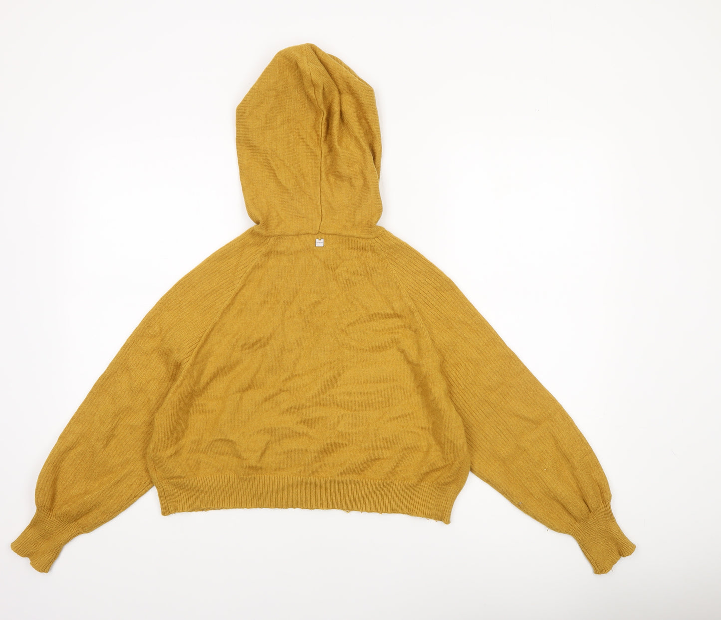 Attrattivo Women's Yellow Hooded Knit Pullover Jumper Size S
