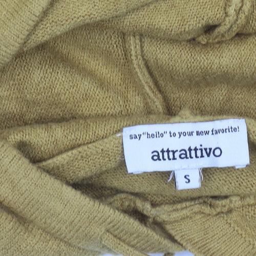 Attrattivo Women's Yellow Hooded Knit Pullover Jumper Size S