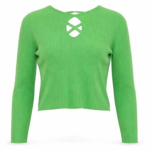 Miss Selfridge Women's Green Ribbed Tie Front Cardigan UK 12
