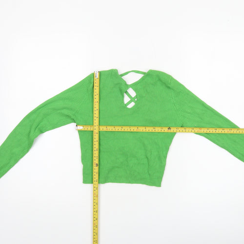 Miss Selfridge Women's Green Ribbed Tie Front Cardigan UK 12