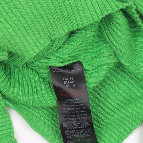 Miss Selfridge Women's Green Ribbed Tie Front Cardigan UK 12