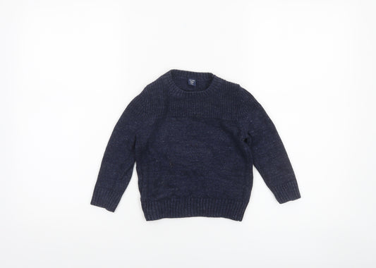 babyGap Boys Navy Blue Cotton Crew Neck Pullover Jumper 2 Years