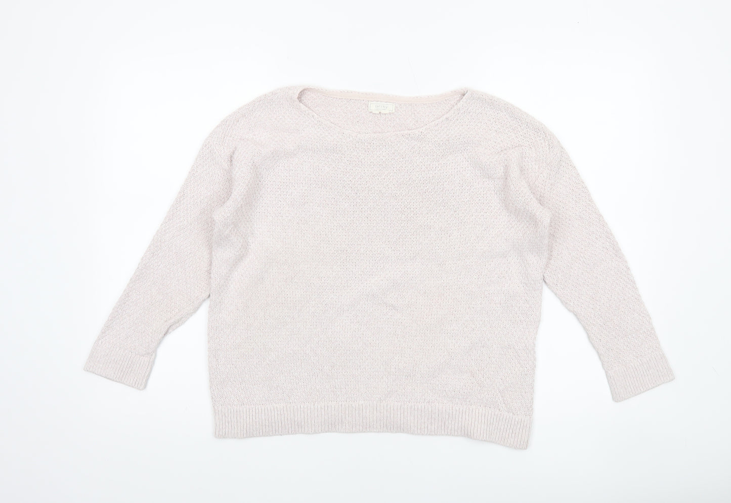 Fat Face Women's Beige Knit Jumper Size 12 Relaxed Fit