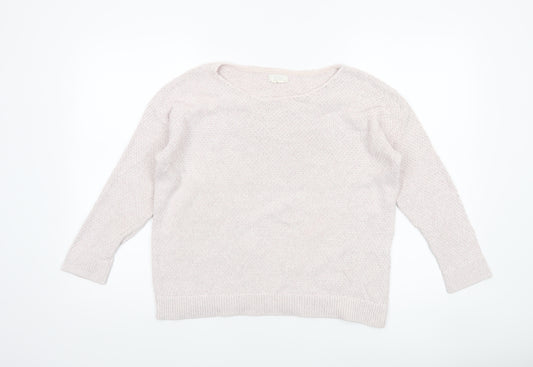 Fat Face Women's Beige Knit Jumper Size 12 Relaxed Fit