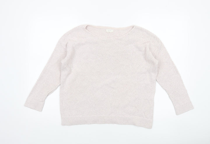 Fat Face Women's Beige Knit Jumper Size 12 Relaxed Fit